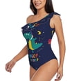 thumbnail image 2 of Easygdp Dinosau Space Explorer Women's One Shoulder Ruffle Monokini Bathing Suits with Removable Chest Pad, Quick Drying - XX-Large, 2 of 8