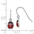 thumbnail image 2 of 925 Sterling Silver Ladybug Drop Dangle Earrings Animal Insect, 2 of 6