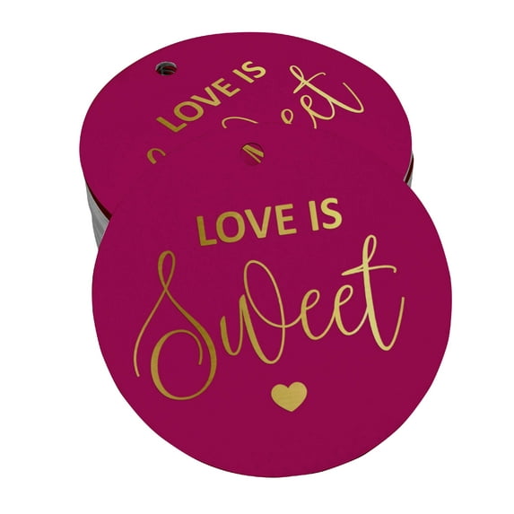 Inkdotpot Gold Foil Paper Hang Tag Love Is Sweet Wedding Favor Tag 50 Piece
