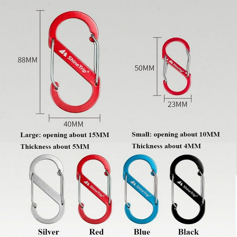 Stainless Steel S Type Carabiner with Lock Mini Keychain Hook Anti