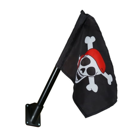 (4 pack) Gorilla Playsets Pirate Flag Kit with Pole - Black with Crossbones and Skull Graphic