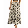 thumbnail image 3 of Women'S Flowy Maxi Skirt Summer Pleated High Waisted Casual Long Skirts with Pockets Leaf Flower XXL, 3 of 8