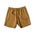 thumbnail image 4 of Domuza Linen Shorts for Men Casual Elastic Drawstring Beach Golf Shorts Lightweight Breathable Comfort Golf Pants with Pockets Earthy Yellow 3XL, 4 of 4