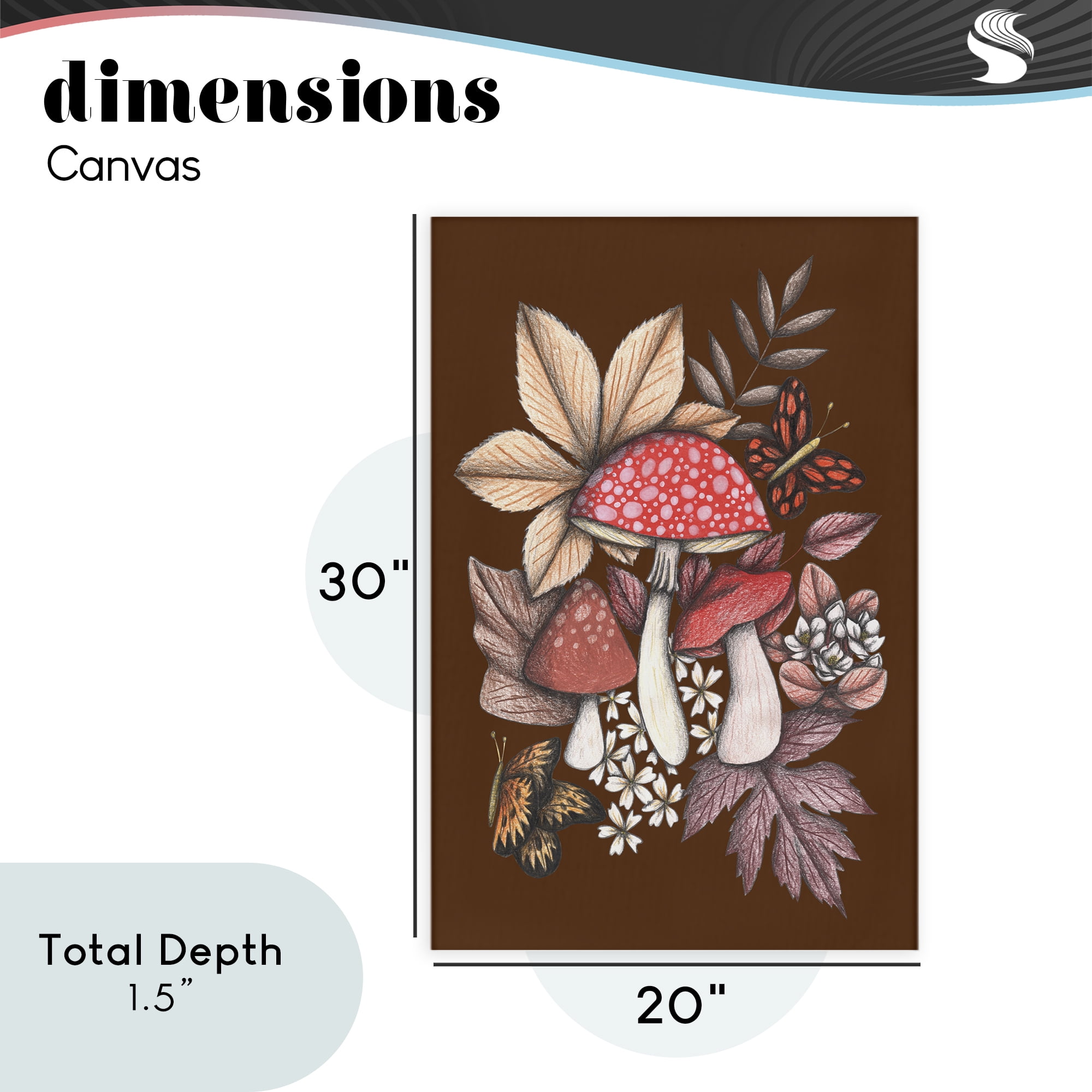 Autumnal Mushrooms Magic Canvas Wall Art, design by Cecilia Battaini