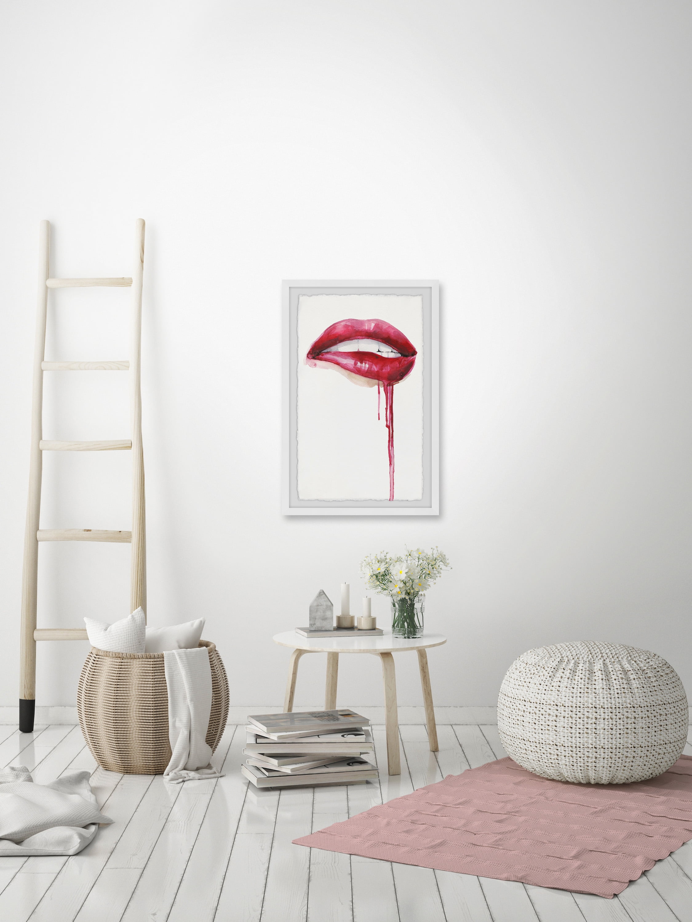 Marmont Hill "Se x y Lips" Framed Painting Art Print, 20.00" x 1.50"