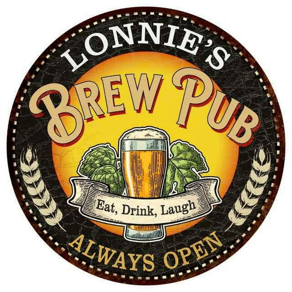 LONNIE'S Beer Pub Man Cave Metal Sign Home Decor 14 inch Round 100140025316