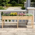 thumbnail image 3 of Costway Raised Garden Bed Elevated Pine Wood Planter Box with 2 Large Planting Areas Beige, 3 of 10