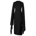 thumbnail image 5 of Baqcunre Wedding Guest Dresses For Women Womens Dress Deep Slim Waist Solid Split Irregular Dress Long Dress Swing Solid Wine Party Dress Homecoming Dresses Maxi Dress Black Dress S, 5 of 6