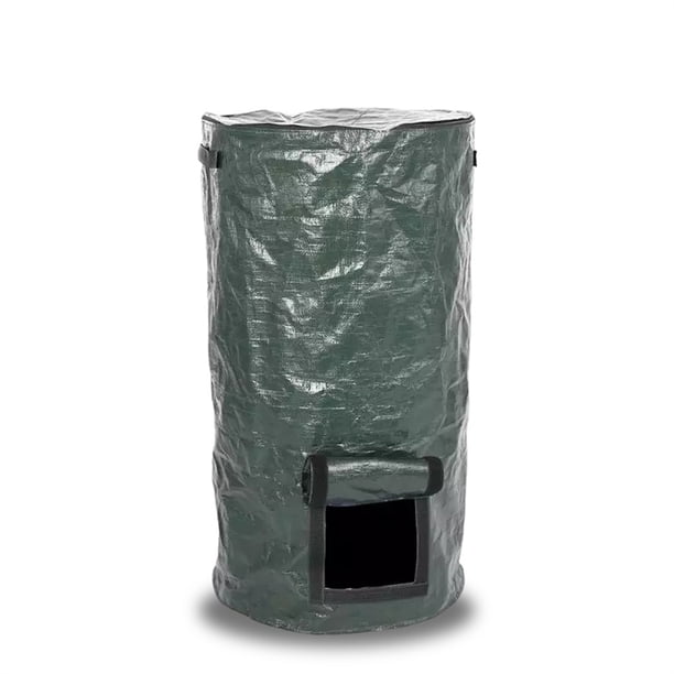 Jardín patio de invernadero compost bolso de recolección de residuos fermento hierba contenedor colector hoja saco de almacenamiento papelera con ventana de visión 15 galones Monstrate HA009621-01B