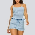 thumbnail image 3 of Kaemgyyd Women's 2 Pieces Pajama Set Sleeveless Crop Cami Top and Shorts Sleep Set Solid Color Ribbed Sleepwear, 3 of 3