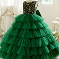 thumbnail image 5 of XXWXYD Sequin Flower Girl Dresses Wedding 𝖱uffles Sleeves Pageant Puffy Tulle Prom Gown Bridesmaid Princess Ball Gown Par𝗍y Dress First Comunion Christening 𝖱uffled Sleeve Flower Girl, 5 of 7
