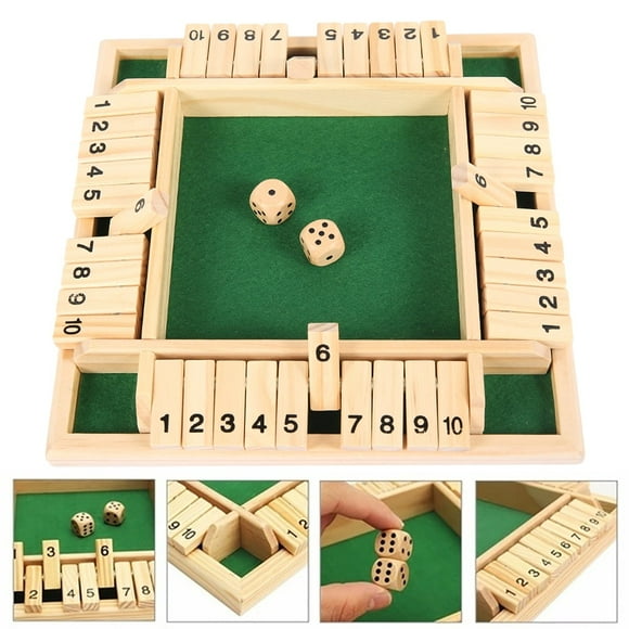 1-4 Players Shut The Box Dice Game  Wooden Board Table Math Game with 2 Dice and Shut-The-Box Instructions for Kids Adults  Family Classroom Home or Pub