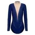 thumbnail image 3 of YONGHS Womens Glittery Gymnastics Dance Leotard Sheer Mesh Ballet Bodysuits Top Latin Dancewear Navy Blue XXL, 3 of 7