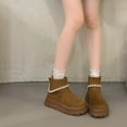 thumbnail image 2 of Brown Females Platform Heel Cozy Short Boots Big Proportions Footwear Fall Winter Design Lifting Ankle Boots For Everyday Use, 2 of 9