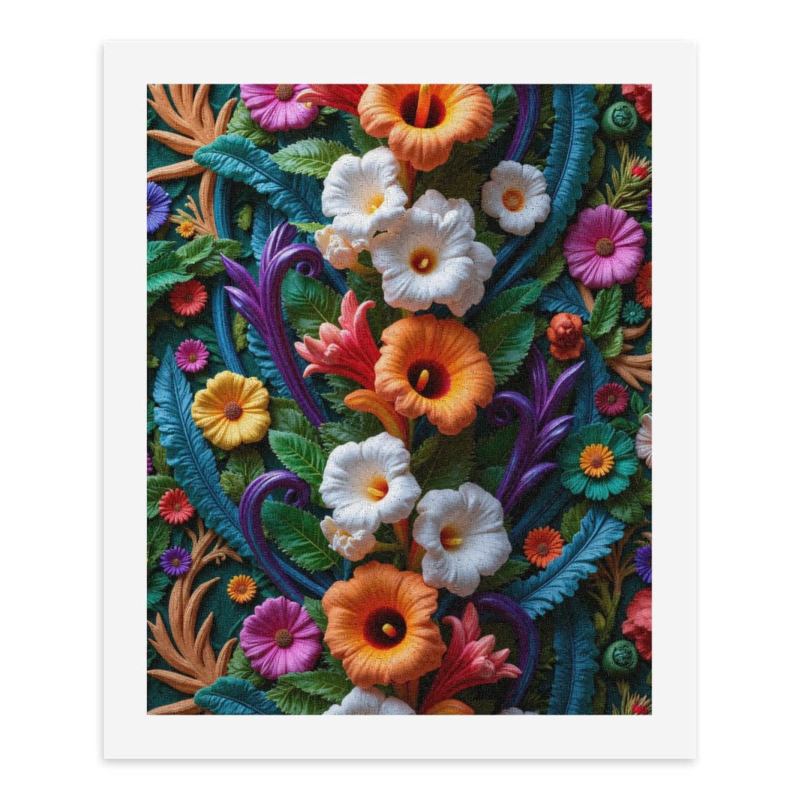 Paint By Numbers Kit for Adults Beginner - Floral Art Colorful Leaves Pattern DIY Canvas Painting Kits for Adults, Frameless Paint By Number for Adults for Home Wall Decor 16x20 Inch