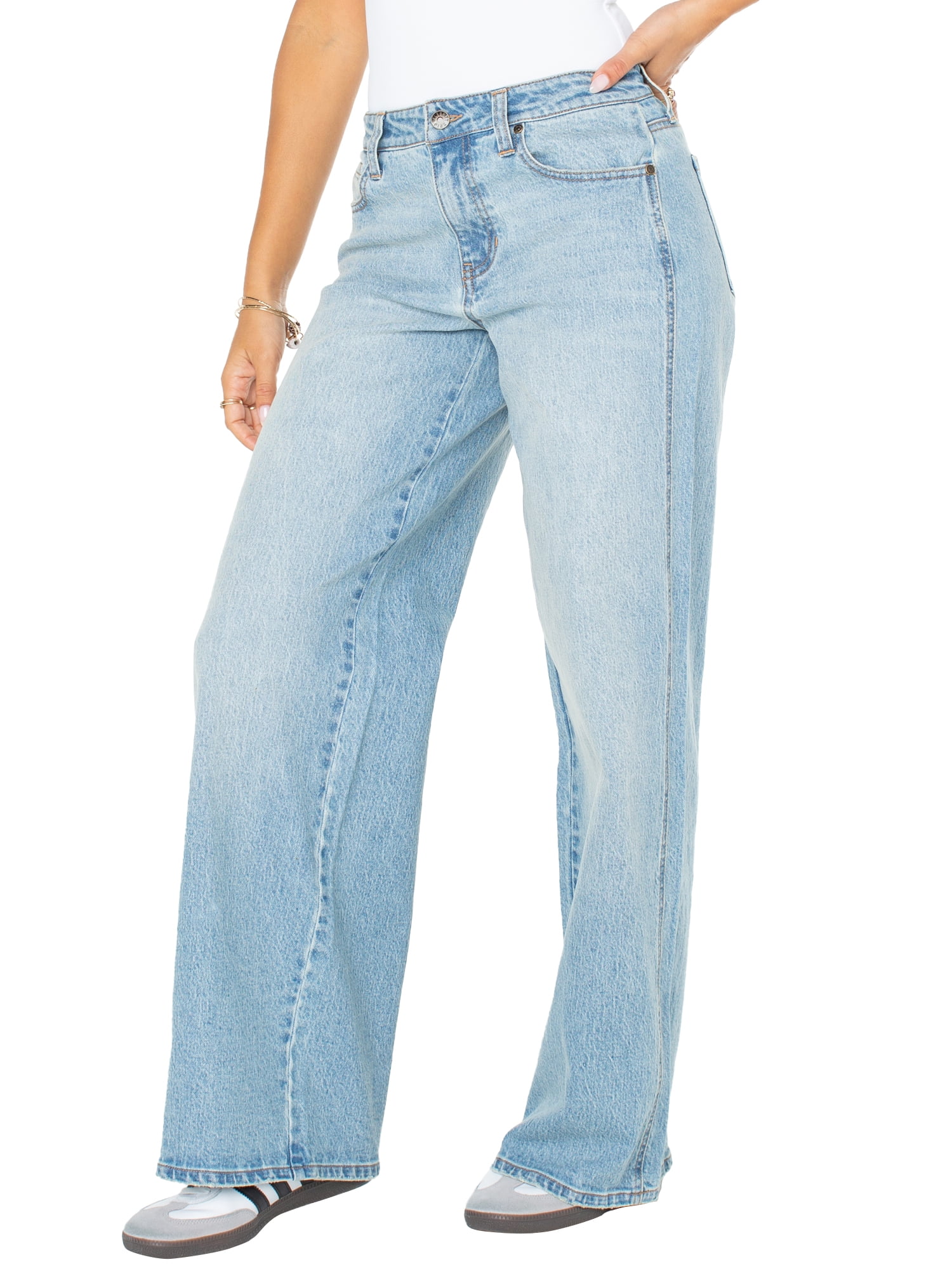 Celebrity Pink Women's and Women's Plus Baggy Wide Leg Jeans, Available in Regular, Short, Long Inseams, Sizes 1-24