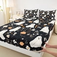 thumbnail image 4 of Homewish Halloween Floral Ghost Bed Sheets,Wild Autumn Flower Pattern Full Size Sheets,Black Cream Orange,4-Piece,1 Flat Sheet,1 Fitted Sheet and 2 Pillowcases, 4 of 6
