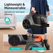 Canister Vacuum Cleaner, 30Kpa Powerful Suction, Bagless with 3.7QT Large Dust Cup, Auto Cord Rewind, HEPA Filter, 5 Attachments, Lightweight Vacuum for Pet Hair, Hard Floors & Car