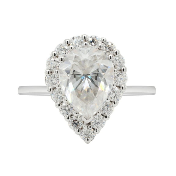 1 4/5 Carat Pear shape Lab Grown Created Diamond Solitaire Halo Promise Wedding Engagement Ring 14K White Gold Jewelry For Women (1.80 cttw, Color-G-H, Clarity-VVS1) EGL Certified Ring Size - 4