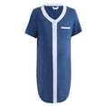 thumbnail image 4 of Women Button Down Breastfeeding Nightgown,Short Sleeve Round Neck Maternity Sleepshirt Pregnancy Loungewear Hospital Gown,Below Hip Nursing Sleep Dress Labor and Delivery Gown,S-XXL Blue, 4 of 9