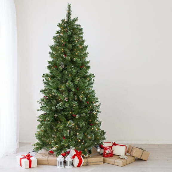 Northlight 7.5' Prelit Artificial Christmas Tree Medium Glittered Mixed Pine - Clear Lights