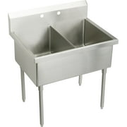 Elkay Ss8260of Sturdibilt 63" Double Basin Free Standing Stainless Steel Utility Sink - 2