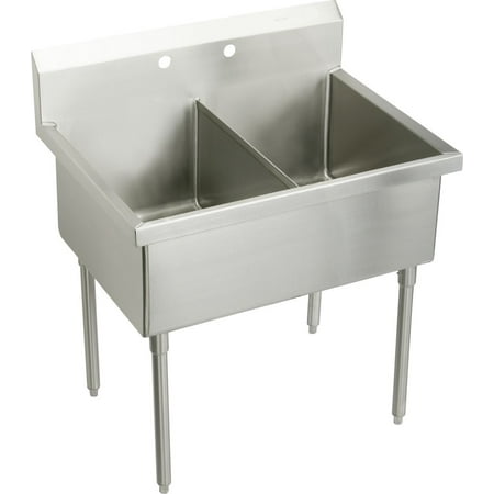 Elkay Ss8260of Sturdibilt 63" Double Basin Free Standing Stainless Steel Utility Sink - 2