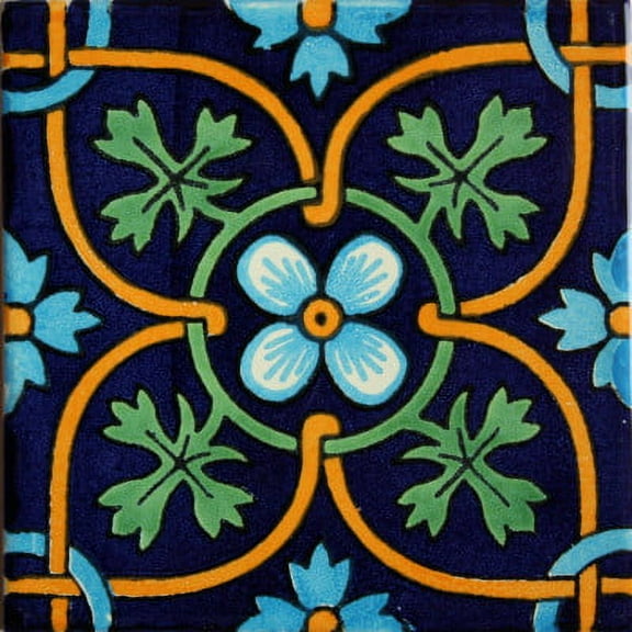 6x6 Soyopa Talavera Mexican Tile, Set of 4 pcs