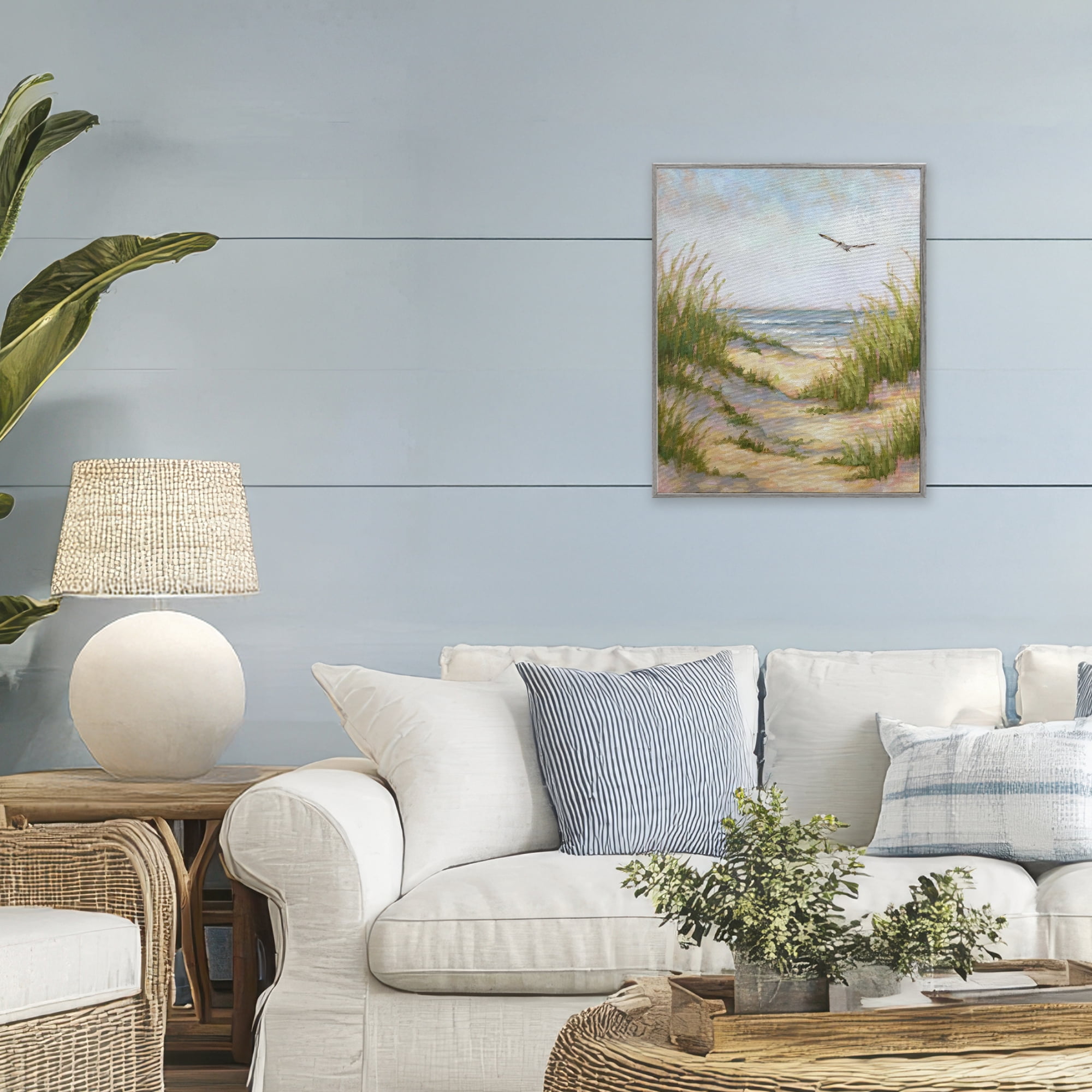 Stupell Industries Peaceful Beach Sand Dunes Gray Framed Giclee Art, design by Linda Sperruzzi