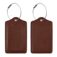 thumbnail image 3 of Disketp 2 Pcs Luggage Tag For Suitcase,Brown Leather Baggage Tag With Stainless Steel Loop Privacy Cover For Women Men Girls, 3 of 5