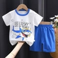 thumbnail image 2 of TOWED22 Toddler Kid Boy Clothes Dinosaur Print Short Sleeve Tee Shirt Elastic Waist Shorts 2pcs Summer Outfits(Blue,18-24 M), 2 of 4