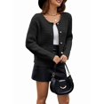 thumbnail image 2 of Women Knit Cardigan Sweaters Fall Fashion Long Sleeve Button Down Trendy Casual Jacket Winter Clothes Black S, 2 of 8