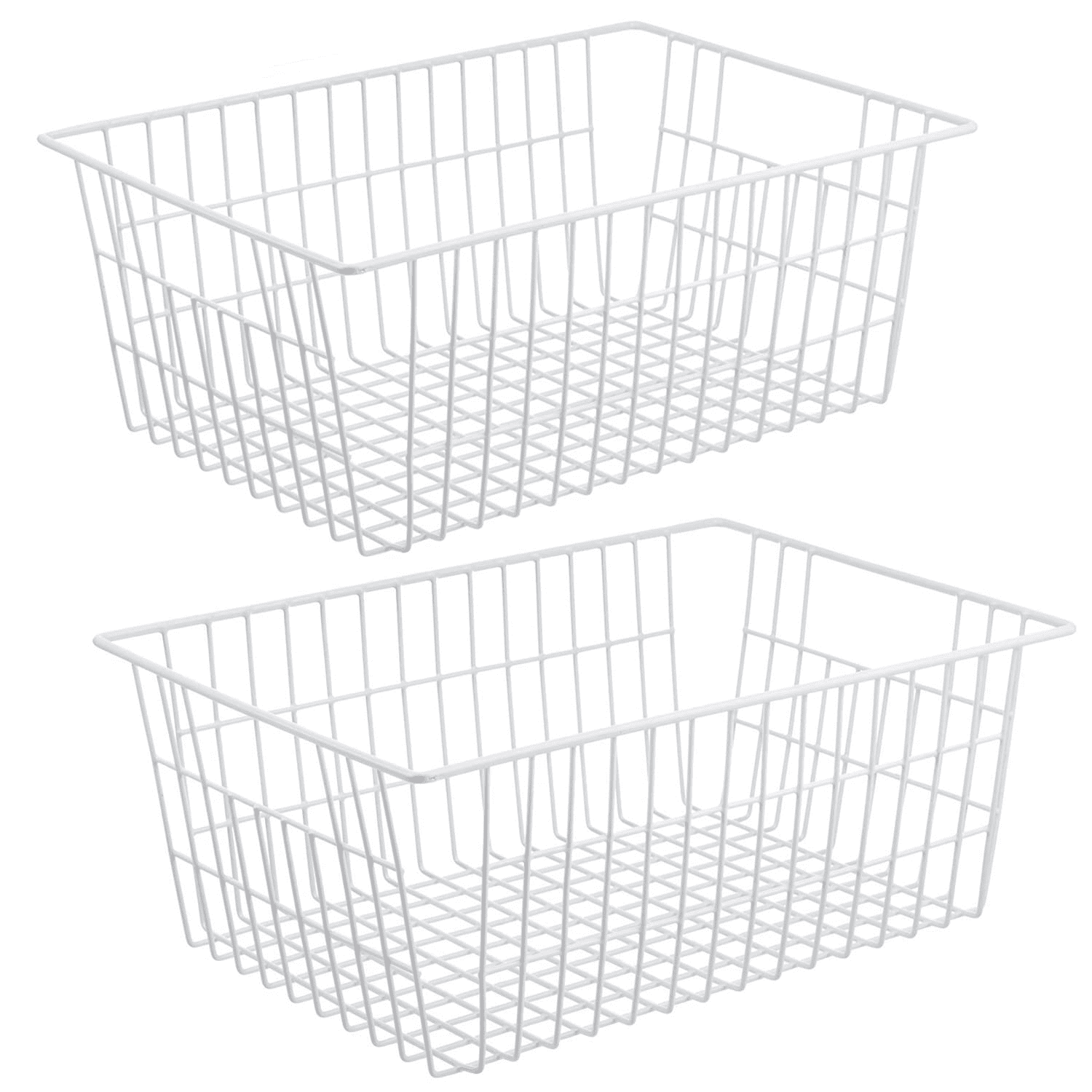 Closets Homics 2 Pack Freezer Baskets Wire Storage Baskets Organizer Bins for Household Pantry and Bedroom Cabinets Refrigerator Metal Basket with Handles for Kitchen 