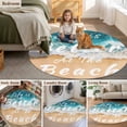 thumbnail image 6 of Summer Round Living Room Rugs 6 ft, Life Is Better At The Blue Beach Beach Ocean Washable Area Rug with Non-Slip Sturdy Edge Binding Round Carpet for Kitchen Office Bedroom, 6 of 9