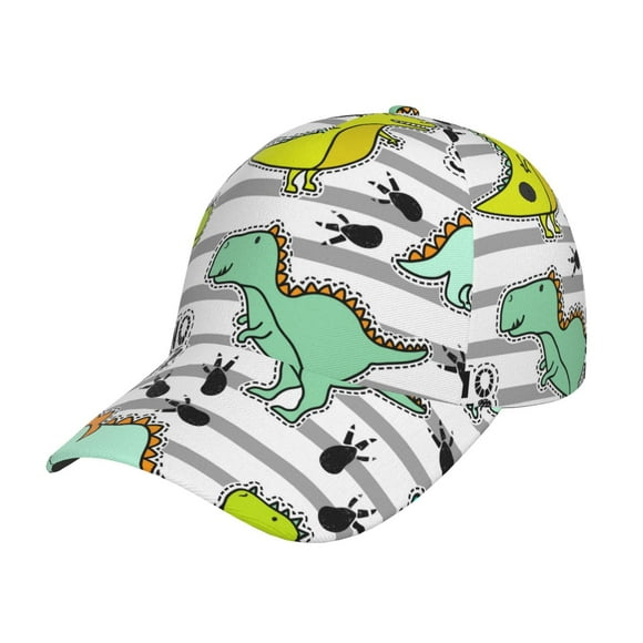 Vsdgher Funny Dinosaurs on Stripes Print Classic Low Profile Baseball Cap Golf Dad Hat Adjustable Hats Men Women Unconstructed Cap