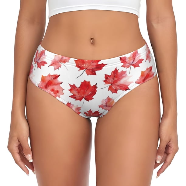 Balery Realistic Maple Leaf Ropa Interior de Algodón para Mujer con Dibujo – Braguitas Cómodas y Elásticas, Estilo Clásico-3X-Large