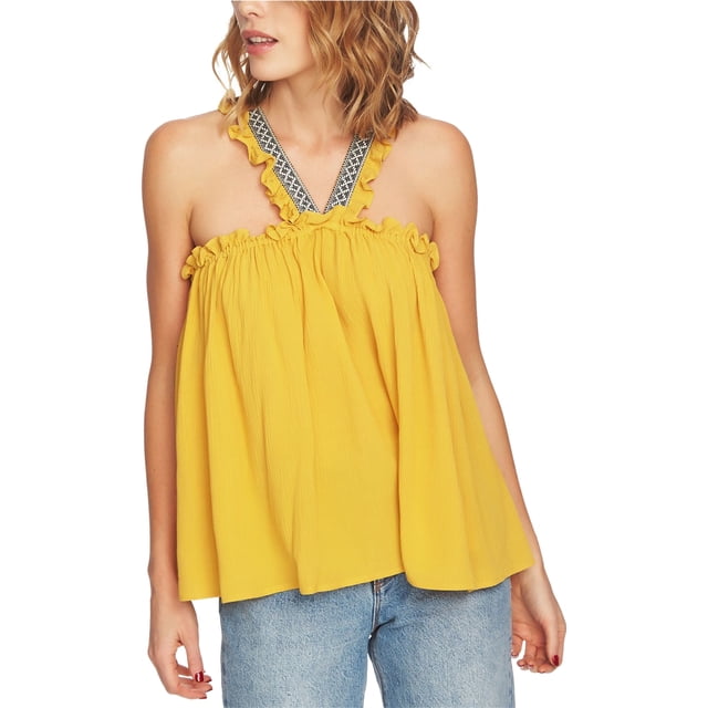 Camisa halter bordada 1.STATE para mujer amarilla pequeña