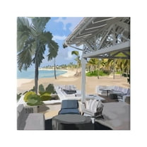 Stupell Industries Tropical Ocean Pergola Patio Lush Palm Trees Graphic Art Gallery Wrapped Canvas Print Wall Art, Design by Amelia Noyes