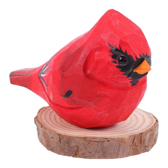 COMPUKAS Handcarved Bird Figurine Red Wood Home Decor Item 1Pcs