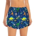 thumbnail image 4 of Lsque Dinosaur In Space Printed Women's Running Shorts with Liner Pockets,Elastic Quick Dry Workout Athletic Gym Yoga Shorts,Womens High Waist Shorts-, 4 of 9