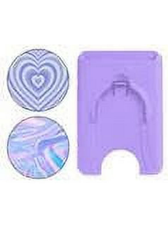 SpinPop Wallet and Swap Out Phone Grip Kickstand - Holographic & Violet Heart