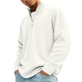thumbnail image 2 of Quarter Zip Pullover Men Corduroy Sweatshirt Long Sleeve Stand Collar Golf Polo Shirt Lightweight Textured Sweater Top for Outdoor Wear, 2 of 6