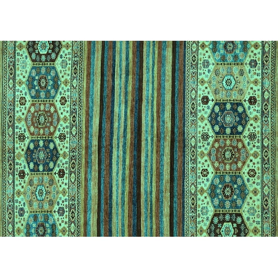 Ahgly Company Indoor Rectangle Abstract Turquoise Blue Modern Area Rugs, 3' x 5'