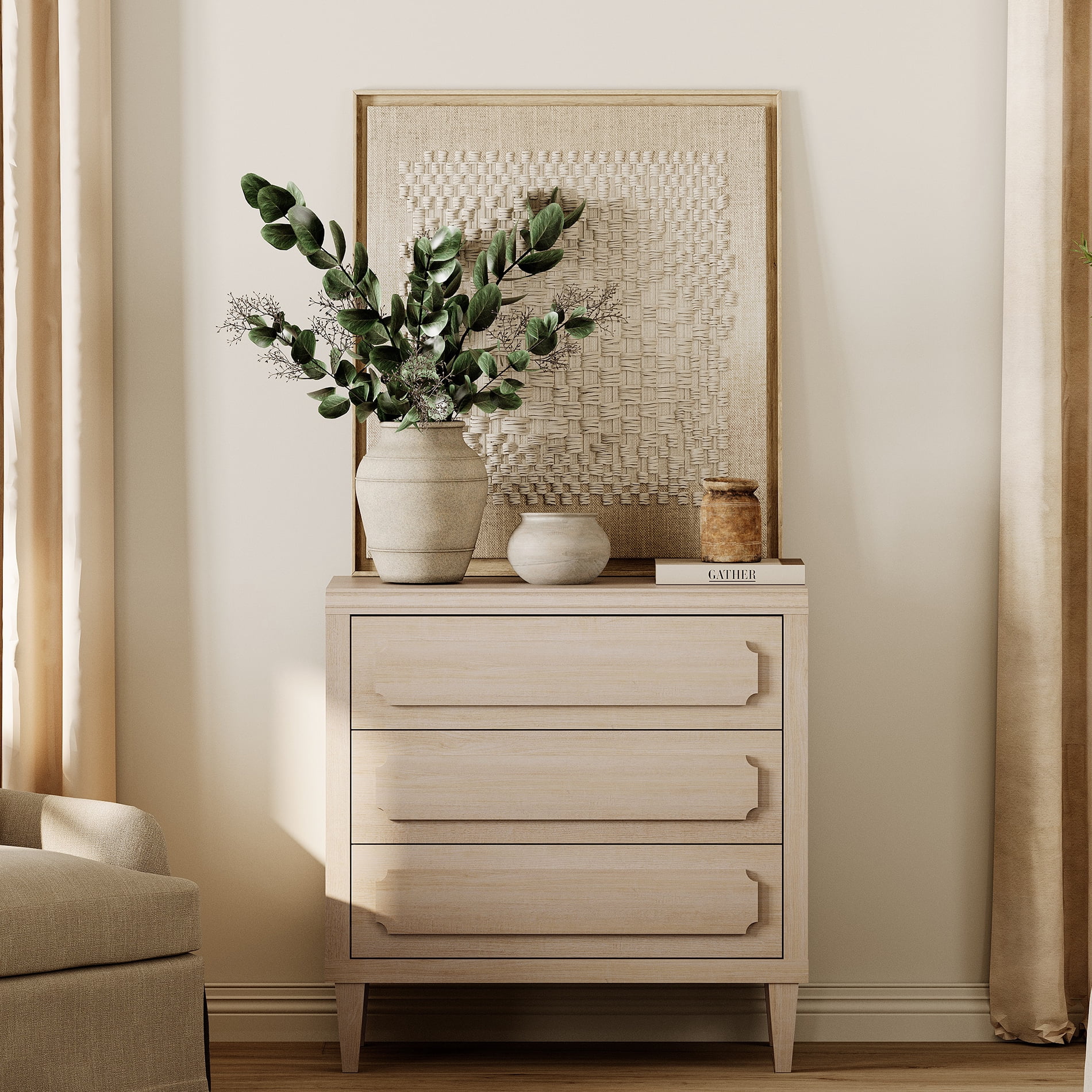 31.5" Tall Nightstand with 3 Drawers, Modern End Table with Storage for Living Room, Bedroom