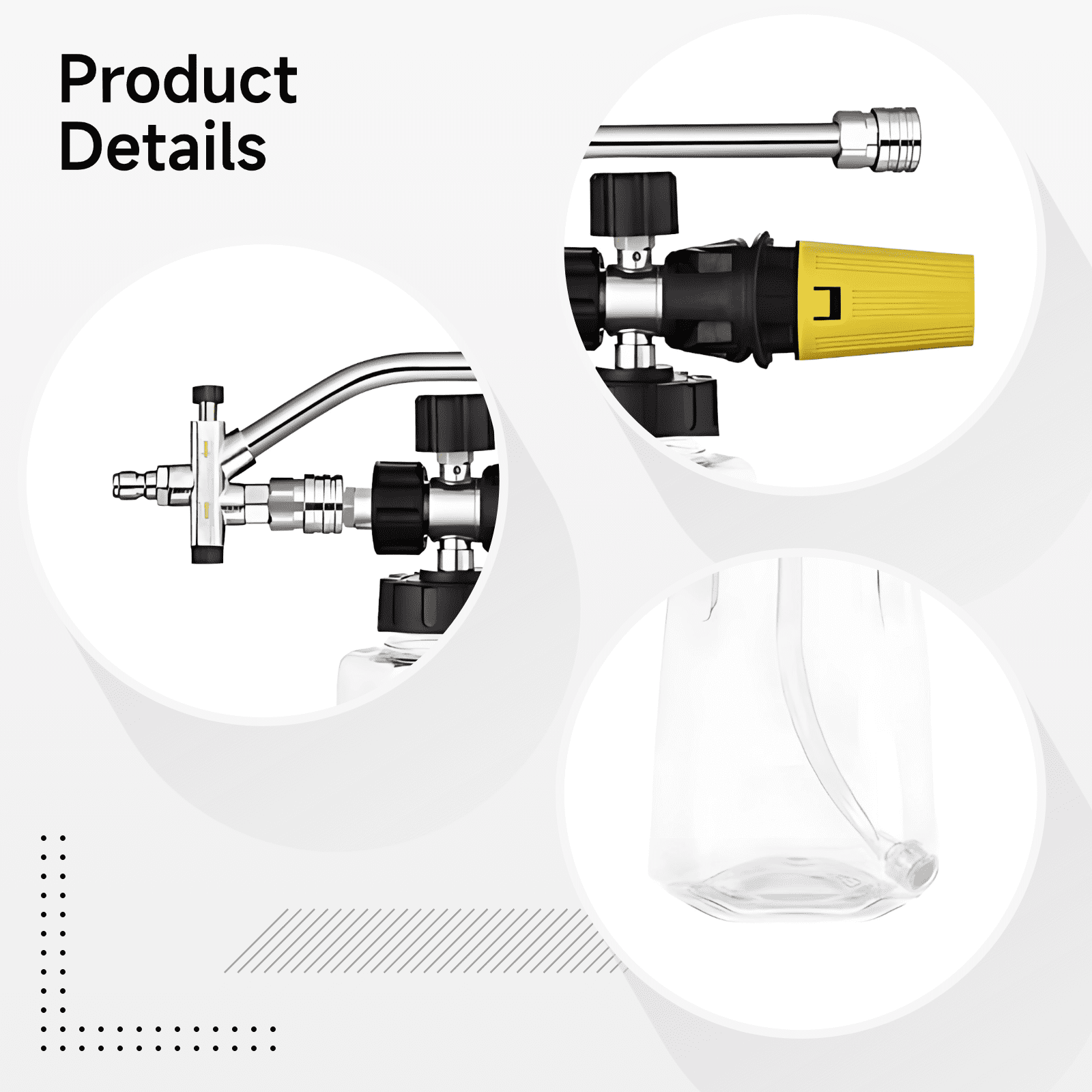 Pressure Washer Foam Cannon Kit, Power Washer Sprayer with Dual Adjustable Foam Lance, 7 Nozzles 0-120° Adjustable, 1/4" Quick Connector, 33.8 fl oz / 1 L Transparent Bottle