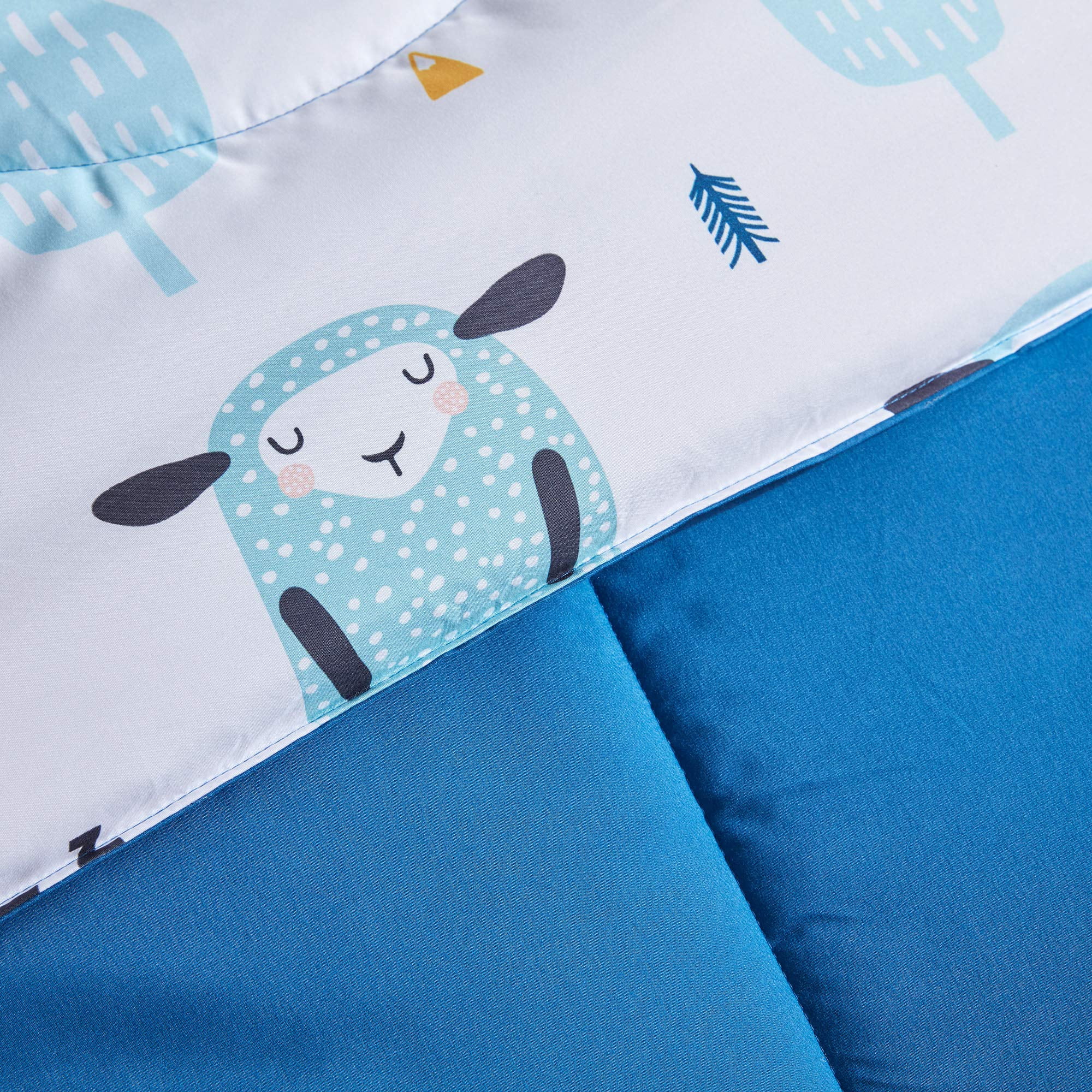 Sleep Zone Kids Full/Queen Bedding Comforter Set - 7 Pieces Super Cute & Soft Bedding Sets & Collections with Comforter, Sheet, Pillowcase & Sham - Fade Resistant Easy Care (Blue Sheep)