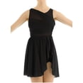 thumbnail image 3 of Haitryli Women's Lyrical Ballet Dance Dress Modern Cut Out Back Chiffon Asymmetric Skirted Leotard Black M, 3 of 7