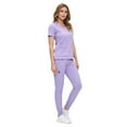 thumbnail image 2 of ACTIVE UNIFORMS Women’s Ultra-Soft Luxe Stretch Jogger Scrub Set V-Neck Top & Jogger Pants with Pockets - Regular & Petite Size (Lavender, X-Small), 2 of 5