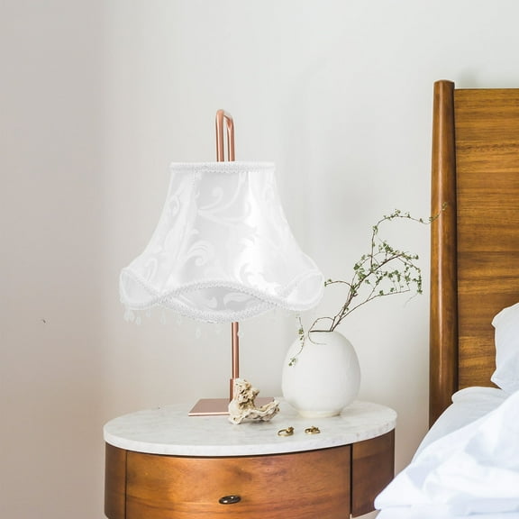 Soimiss Vintage White Scallop Bell Lamp Shade with Fringe Trim for European Style Home Lighting