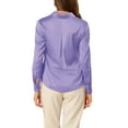 thumbnail image 4 of INSPIRE CHIC Women's Elegant Shirts V Neck Point Collar Long Sleeve Smooth Satin Blouse M Purple, 4 of 9